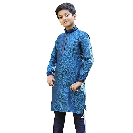 Elegant Self Design Kurta and Churidar Set For Boys