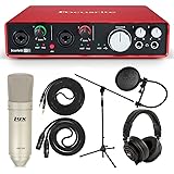 Focusrite Scarlett 6i6 Audio Interface Full Studio Bundle w/Pro Tools | First Software, Headphones, Microphone w/Cable, Pop Filter, Mic Stand, TS Instrument Cable