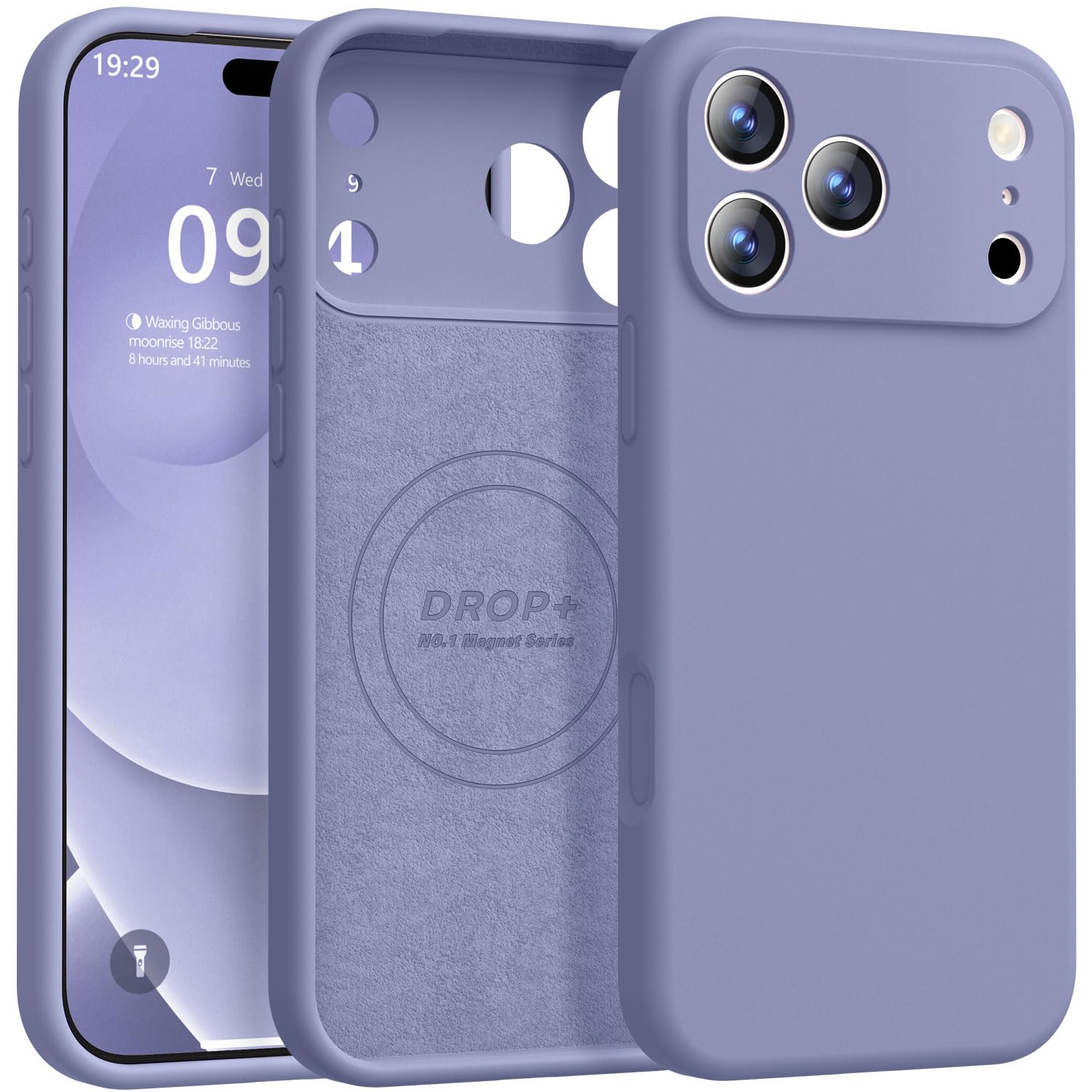 Photo 1 of Ktele Magnetic for iPhone 17 Pro Case [Compatible with Magsafe] [Premium Silicone Satin-Smooth Touch] Slim Shockproof Anti-Scratch Microfiber Lining Case, 6.3 inch, Lavender Grey