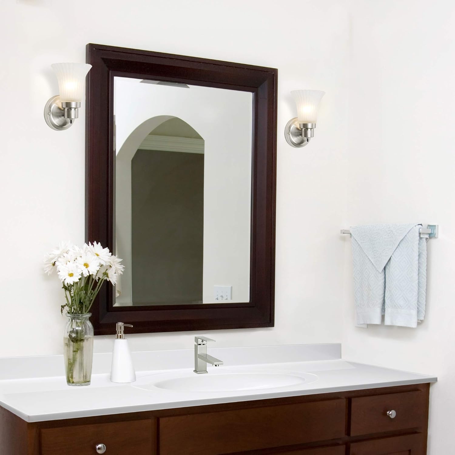 Solid White Design House 554634 Cultured Marble Single Faucet Hole Vanity Top 49x22 Vanity Sink Tops