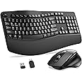 Wireless Keyboard and Mouse Combo, 2.4G Full-Sized Ergonomic Keyboard with Wrist Rest and 3 Level DPI Adjustable Wireless Ergonomic Mouse, Natural Typing, for Mac, Windows, PC, Laptop -XSUTIC