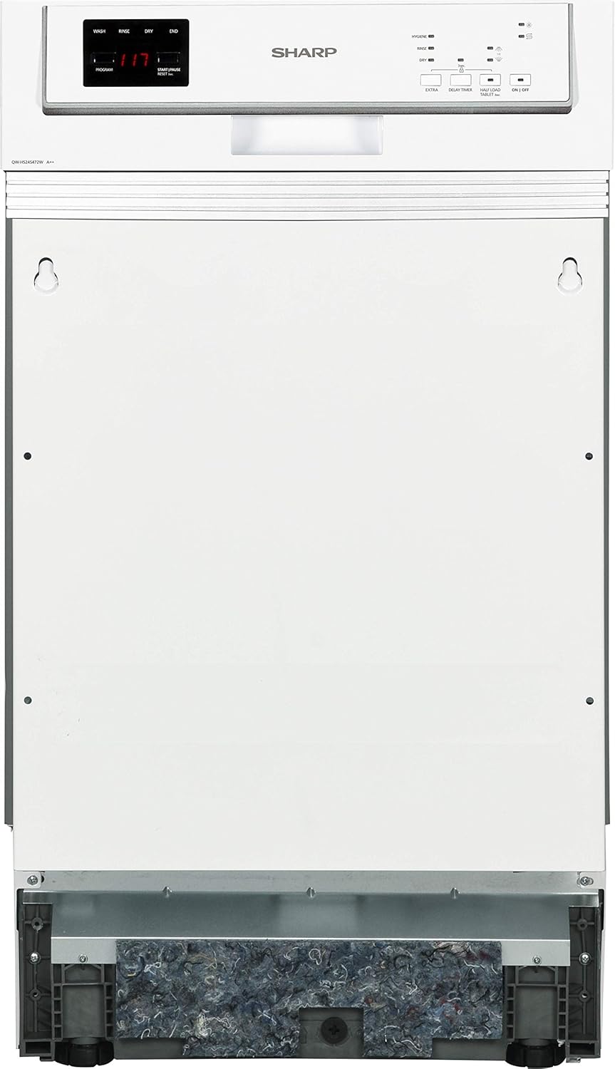 Sharp QW-HS24S472W-DE Geschirrspüler teilintegriert 45cm / A++ / 10 Maßgedecke / 9 Programme mit Dampffunktion/Weiß