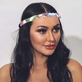 ACEDRE Light Up Rhinestone Headband LED Crystal Rave Headpiece for Women | Glowing Forehead Head Chain Sparkly Party Costume Hair Accessories