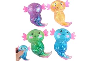 Sugar Ball, 4PCS Soft Axolotl Squish Toys, Stress Relief Squeeze Sensory Toys for Kids and Adults Gifts