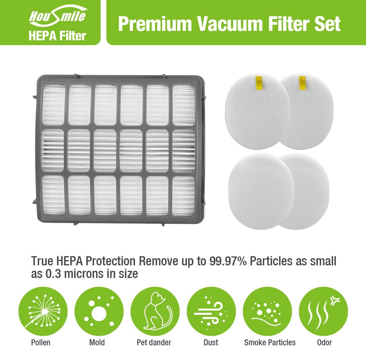Housmile Vacuum Filter Replacement Set Compatible for Shark Navigator Professional NV70, NV71, NV80, NVC80C, UV420 & Shark Rotator Professional XL Capacity NV90, NV95, Replacement Part XFF80 ＆ XHF80: Appliances