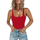 Chunpin Women's Square Neck Sleeveless Bodysuit Tank Top Body Suits Thong Bodysuits Outfits