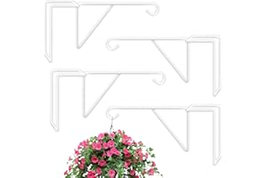 Gicare 4 Pack Vinyl Fence Hooks, Heavy Duty Durable White Fence Plant Hangers for Outdoor, Over The Fence Hooks, Patio Hooks for Hanging Plants, Flower Baskets, Bird feeders, Lights, Pool Equipment