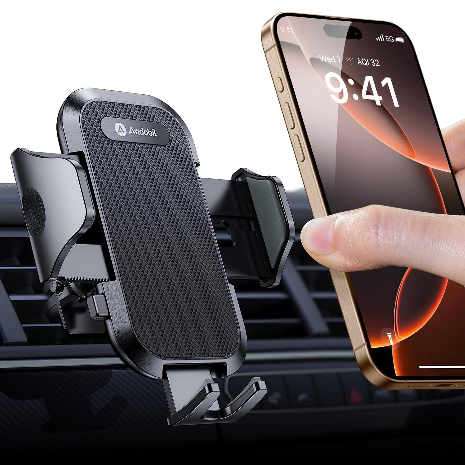 andobil [2026 NEW Car Phone Holder, [Patented Hawksbill Clip] Mobile Phone Holder for Cars Air Vent Automobile Cradle Car Phone Mount Compatible with iPhone 17 16 15 14 Pro Max Samsung S25 S24 S23