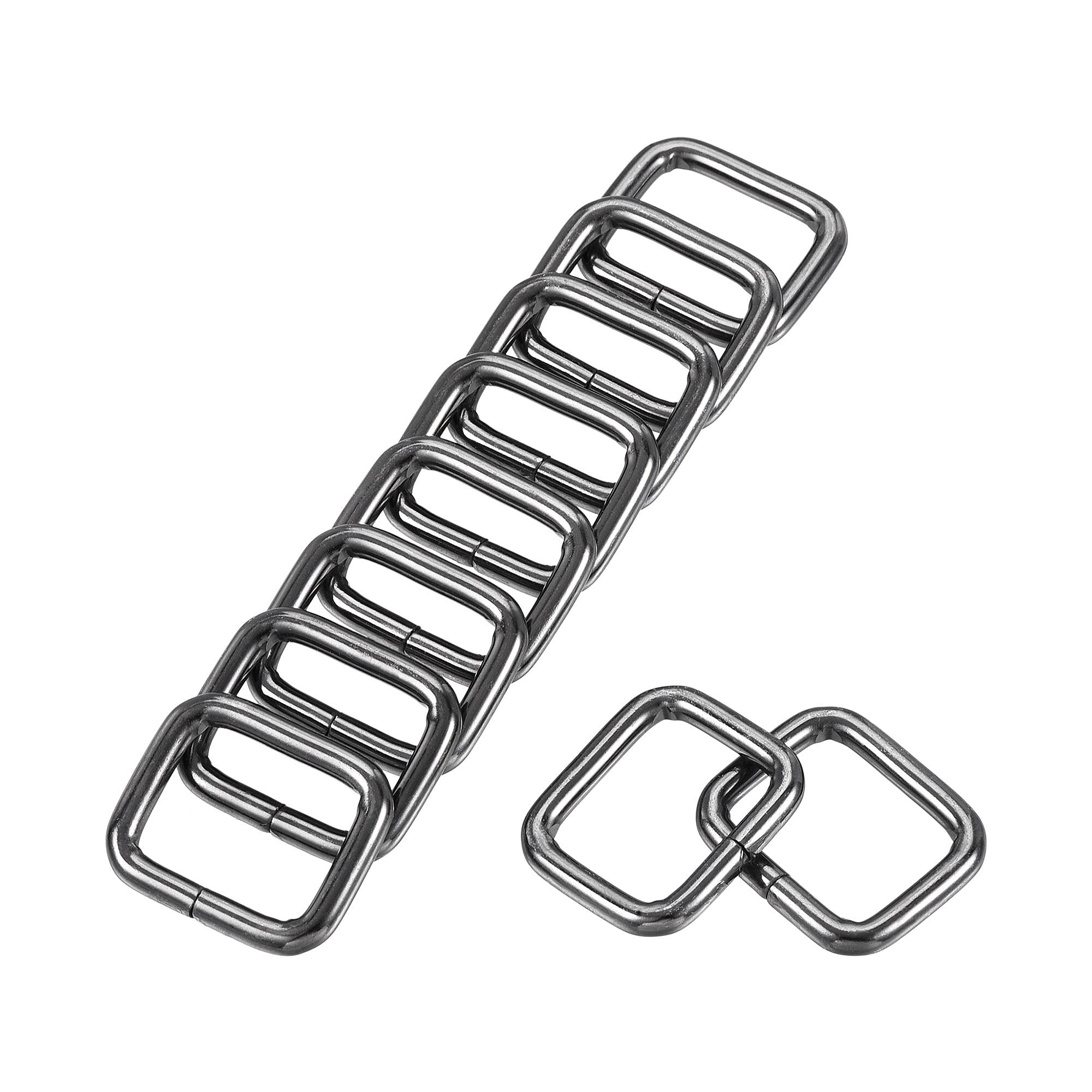 sourcing map Metal Rectangle Ring Buckles 20x16mm for Bags Belts DIY Light Black 20pcs