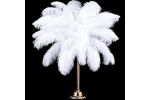 Retrowavy 30 Pcs 14-16 Inches Large Natural Ostrich Feathers Bulk for Centerpieces for Wedding Party Centerpieces Home Decoration Flower Arrangement (White)
