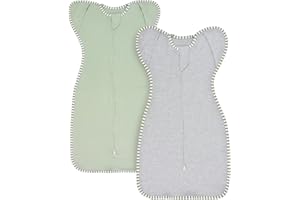 ROKSUMA Transition Swaddle 3-6 Months Baby Sleep Sack Arms up Swaddle 2-Way Zipper 100% Cotton Arms in/out, 0.8 Tog Baby Transitional Swaddles Sack for Boy Girl, 2-Pack (Medium 14-20lbs)