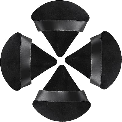 HEYMKGO Powder Puff 4 Pack Triangle Velvet Makeup Puffs with Strap
