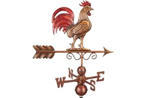 Good Directions Bantam Red Rooster Copper Weathervane, Includes Adjustable Roof Mount for Easy Installation - Hand Finished Multi Color Patina