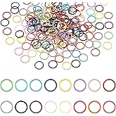 Ptwola 300 PCS Colored Open Jump Rings 10mm O Keychain Rings Small Jewelry Making Connectors DIY Necklace Rings for Bracelet Findings Charm Pendant Bead Craft Lobster Clasps Dog Tag Supplies