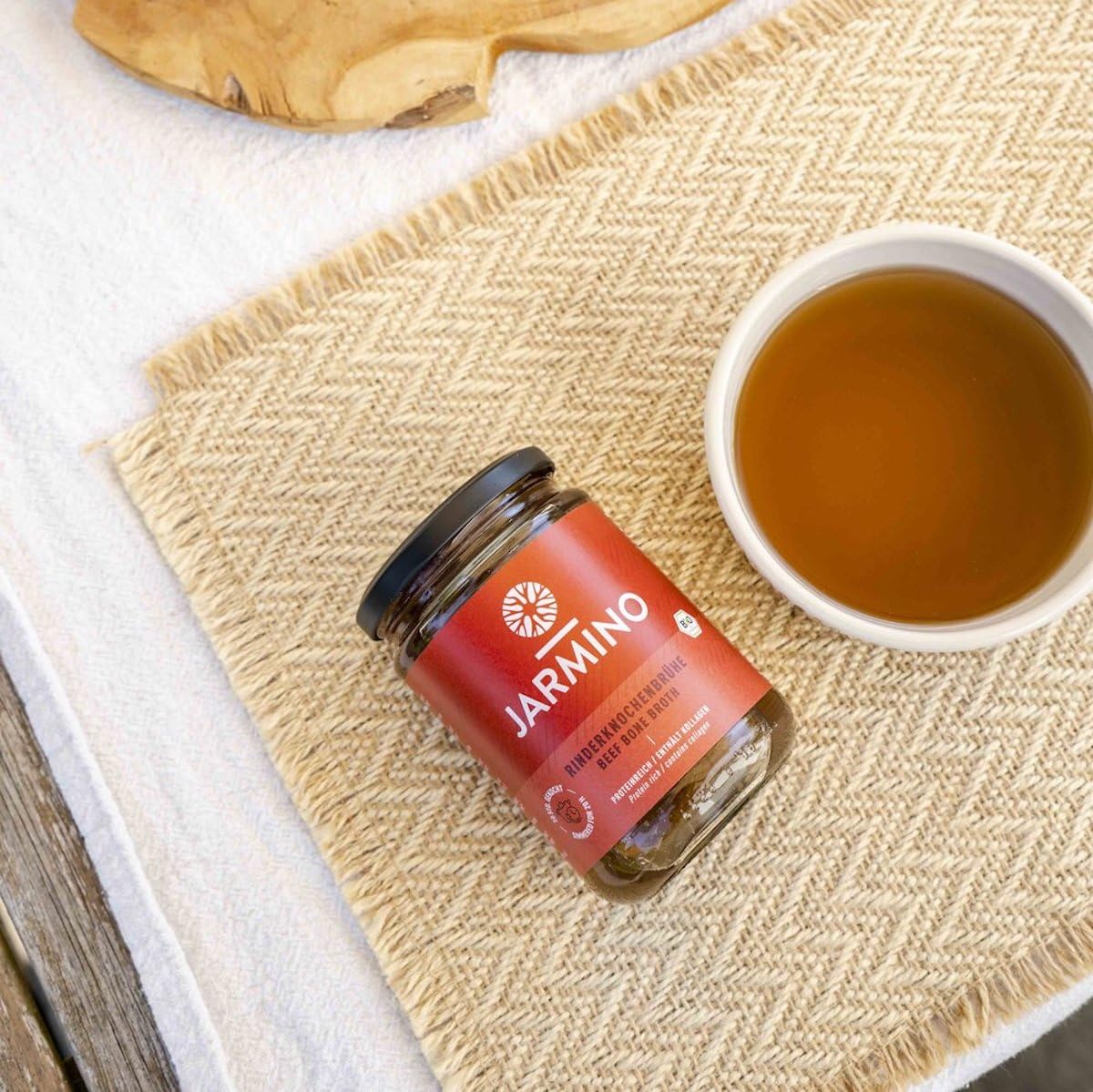 JARMINO Bio Knochenbrühe aus Weidehaltung | 12x 350ml Bone Broth | Brühe vom Rind | enthält Kollagen & Protein | Alternative zu Kollagenhydrolysat & Collagen Kapseln 4