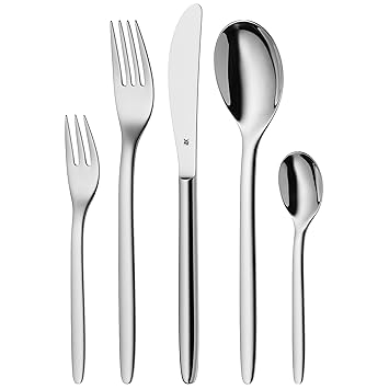 WMF Budapest Besteckset, 60-teilig, für 12 Personen, Monobloc-Messer, Cromargan Edelstahl poliert, spülmaschinengeeignet