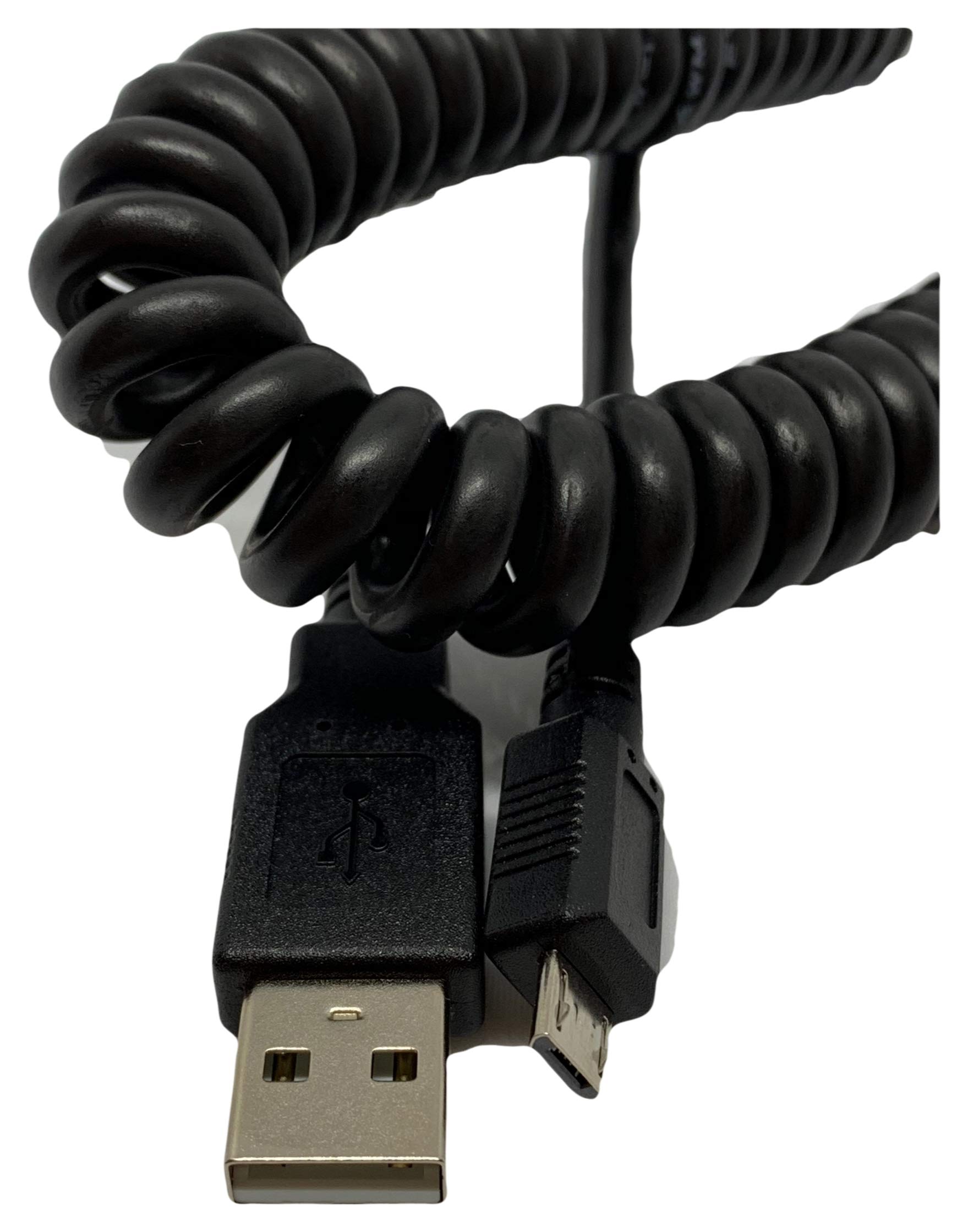 Maincore 2m Coiled Micro USB Cable – Charge & Data Sync Lead for Android Phones, Tablets, Power Banks, Cameras & USB Devices (Black)
