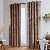 John Aird Crushed Velvet Eyelet Curtains Mocha 90x90 Pair view 2