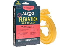 ALZOO Natural Flea & Tick Dog Collar, Helps Repel Fleas, Ticks & Mosquitoes, Plant-Based Active Ingredients, Phthalates and PVC Free, for Large Dogs: 40+ lbs, Single