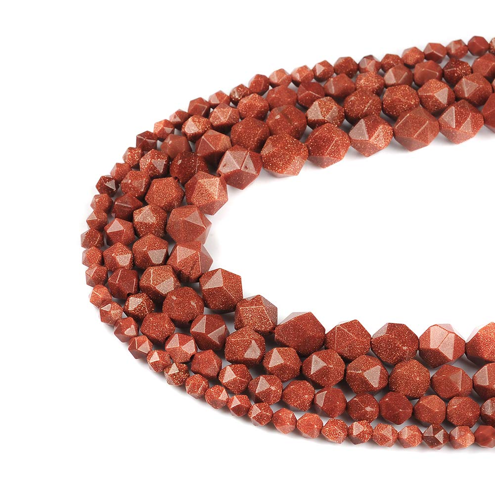 Ruilong AA+ Grade Faceted Natural Stone Beads for DIY Precious Gemstone Jewelry Making (Gold Sand, 8MM)