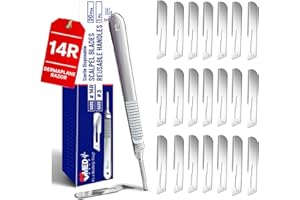 MEDHELP 14R Blades Dermaplaning Scalpels with Dermaplane Handle, Pack of 21 Dermaplane Razor for Women Face with Stainless Steel Scalpel Handle 3 - Dermaplaning Tool for Face