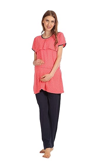 Womens Round Neck Feeding/Maternity/Nursing Night Suit
