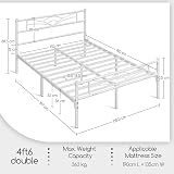 Yaheetech 4ft6 Double Bed Frame with Cloud Headboard White 12 Slats 363kg view 3