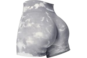 YEOREO Scrunch Workout Shorts Butt Lifting Jada Shorts Tie Dye Seamless Gym Biker Screen Print 3.6" Training Shorts