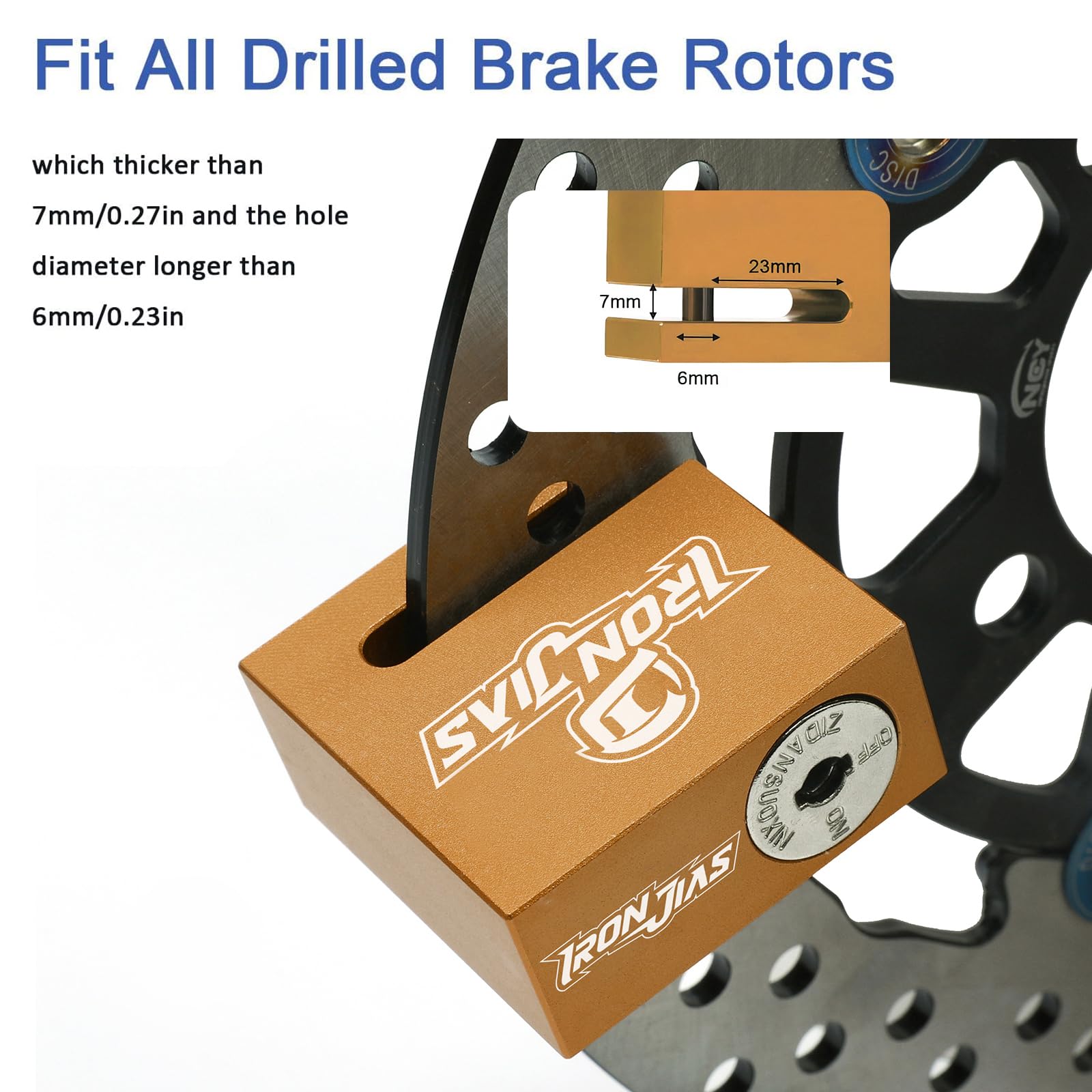 Motorcycle Disc Lock Anti-Theft Wheel Brake Lock Waterproof Alloy with Reminder Cable and 2 Keys, Alarm-Free for Motorbike, E-Scooter, Mountain Bike