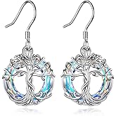 TOUPOP Tree of Life Earrings 925 Sterling Silver Family Tree Dangle Drop Earrings Crystal Jewelry Birthday Christmas Gifts for Women Her