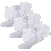 MKYSZLT Baby Girls Ruffle Socks 2-Layer Lace Frilly Turn Cuff Fancy Dress Socks Toddler Girl Preemie Newborn Infant Kids