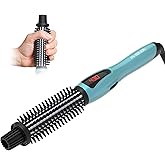 Phoebe Curling Iron Brush Anti-Scald Bristles Instant Heat Up Dual Voltage Ceramic Tourmaline Ionic Hair Curling Wand for All Hair Types (1 Inch)