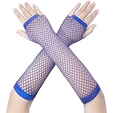 Fepdiu Fishnet Fingerless Gloves Mesh Arm Sleeves Fish Net Arm Sleeves EMO Gloves for Women in Theme Party Scene Accessories