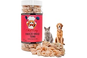 Chef Kitty Freeze Dried Tuna Cat & Dog Treats - Made from 100% Wild Caught Tuna - Only 1 Ingredient - Healthy, Tasty, Dry Food for Indoor Cats, Kittens, Dogs - Inspected & Tested in USA - Tuna 1.75oz