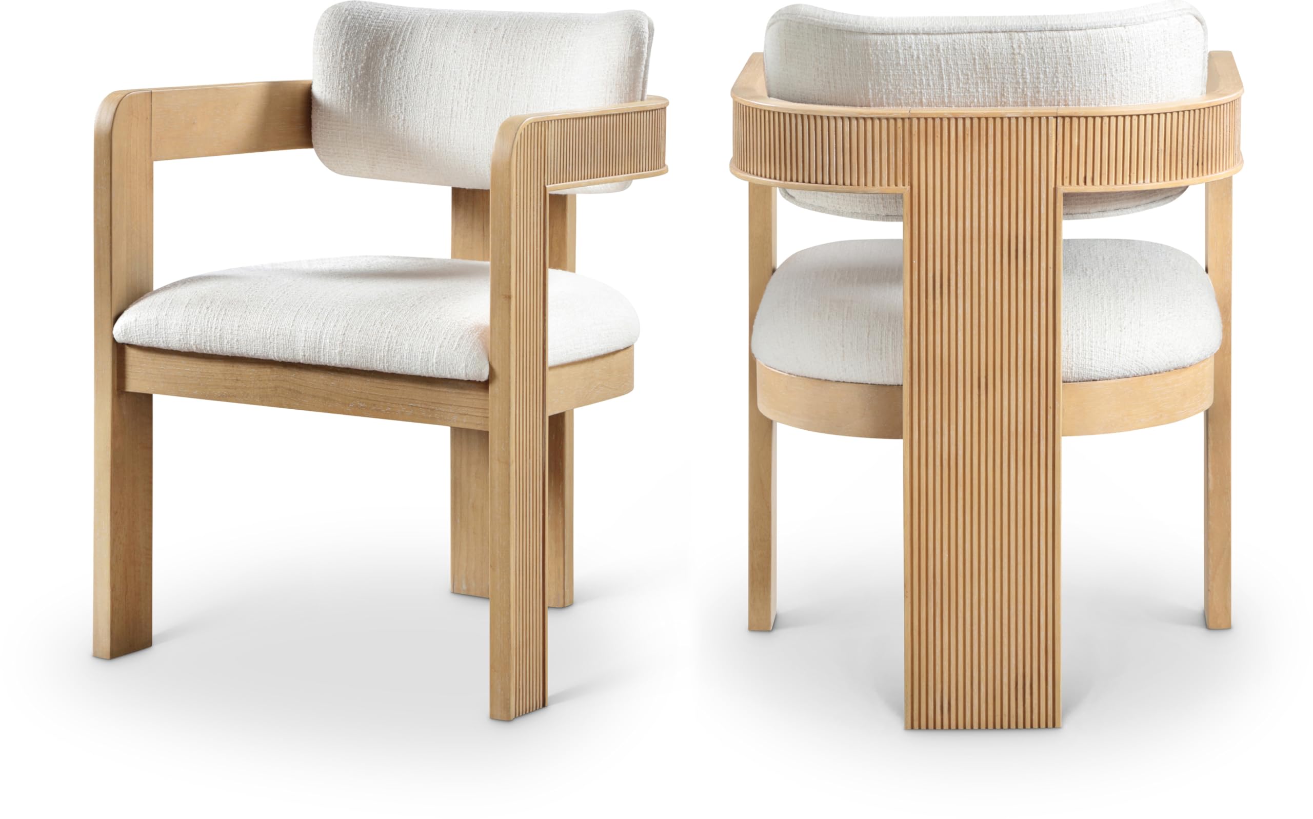 Photo 1 of 1 pc only***
Meridian Furniture 11091Cream-C Sacha Collection Art Deco Dining Chair, Rich Cream Linen Textured Fabric, Two Tone Weave, Solid Fluted Wood Natural Finish, 22.5" W x 22" D x 31" H, Cream, Set of 2