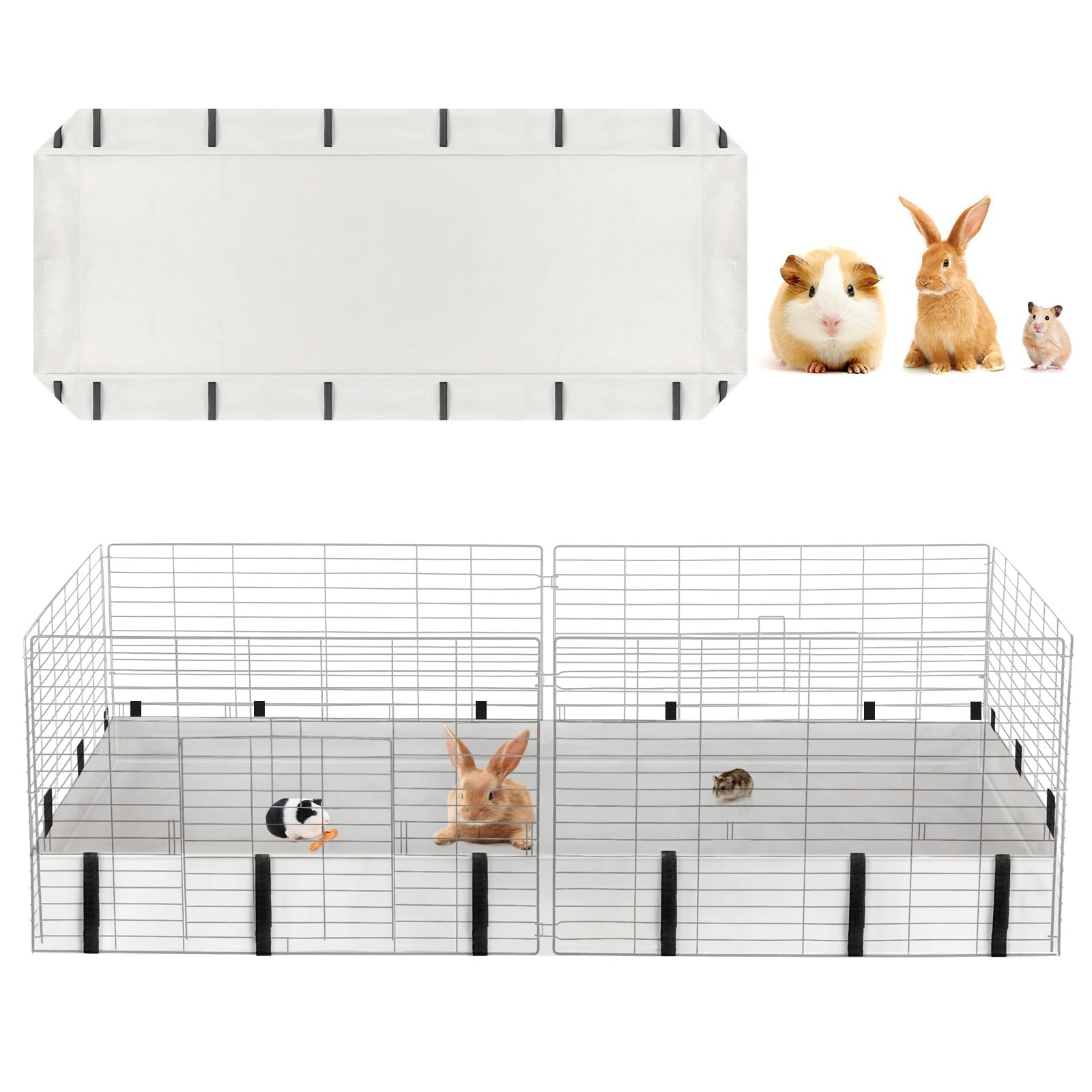 Mfsdai 48.03" x 24.02" Waterproof Guinea Pig Liner Base for C & C Grids Habitat,Washable Tarp Bottom Guinea Pig Bedding for Rabbits Hamsters Hedgehogs Ferrets Small Pets(No Cage)