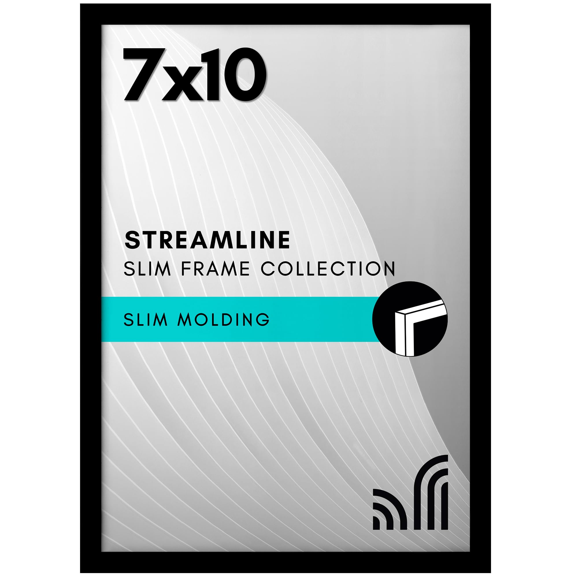 Photo 1 of Americanflat 7x10 Picture Frame with Shatter-Resistant Glass - Streamline Collection - Thin Border Photo Frame for Tabletop and Wall Display - Hanging Hardware and Easel Stand Included - Black