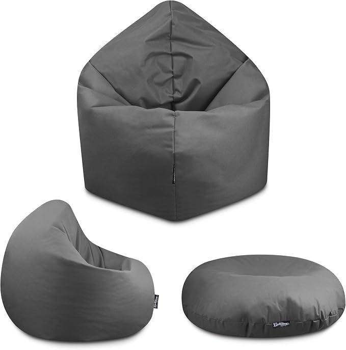 BuBiBag Sitzsack – Rechteckiges Bodenkissen In Anthrazit, 150x120cm, 360L, Wasserdichter Oxford-Stoff, Für Indoor & Outdoor