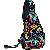 FyLybois Mushroom Sling Bag for Women Crossbody Backpack Lightweight Chest Daypack Fashion Shoulder Bags for Travel Hiking Biking