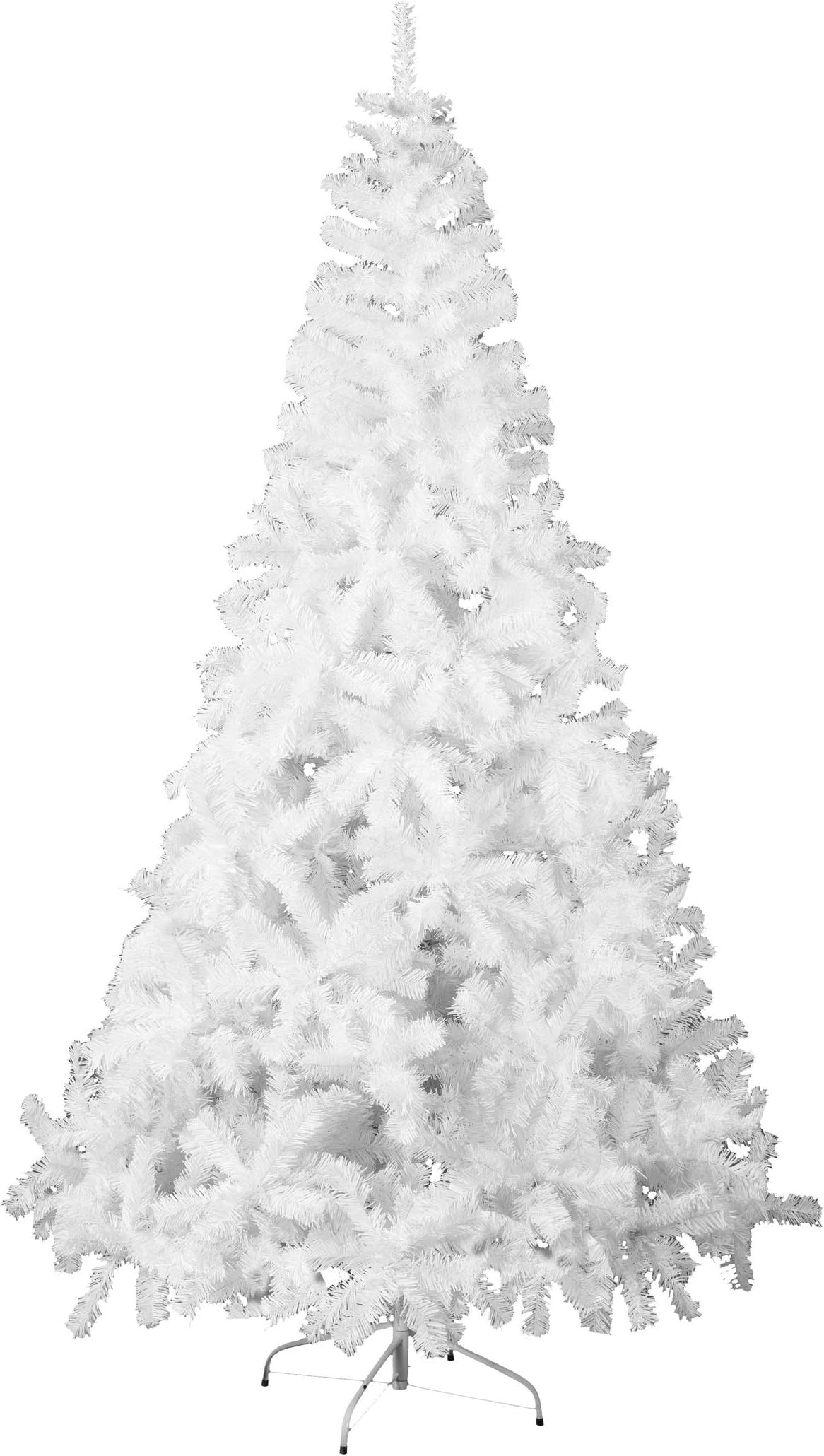 Feelway Artificial Christmas Tree Xmas Tree Pine Tree Premium Spruce White Tree Hinged for Holiday Decoration w/Solid Metal Stand Outdoor Indoor Use (White, 7 ft)