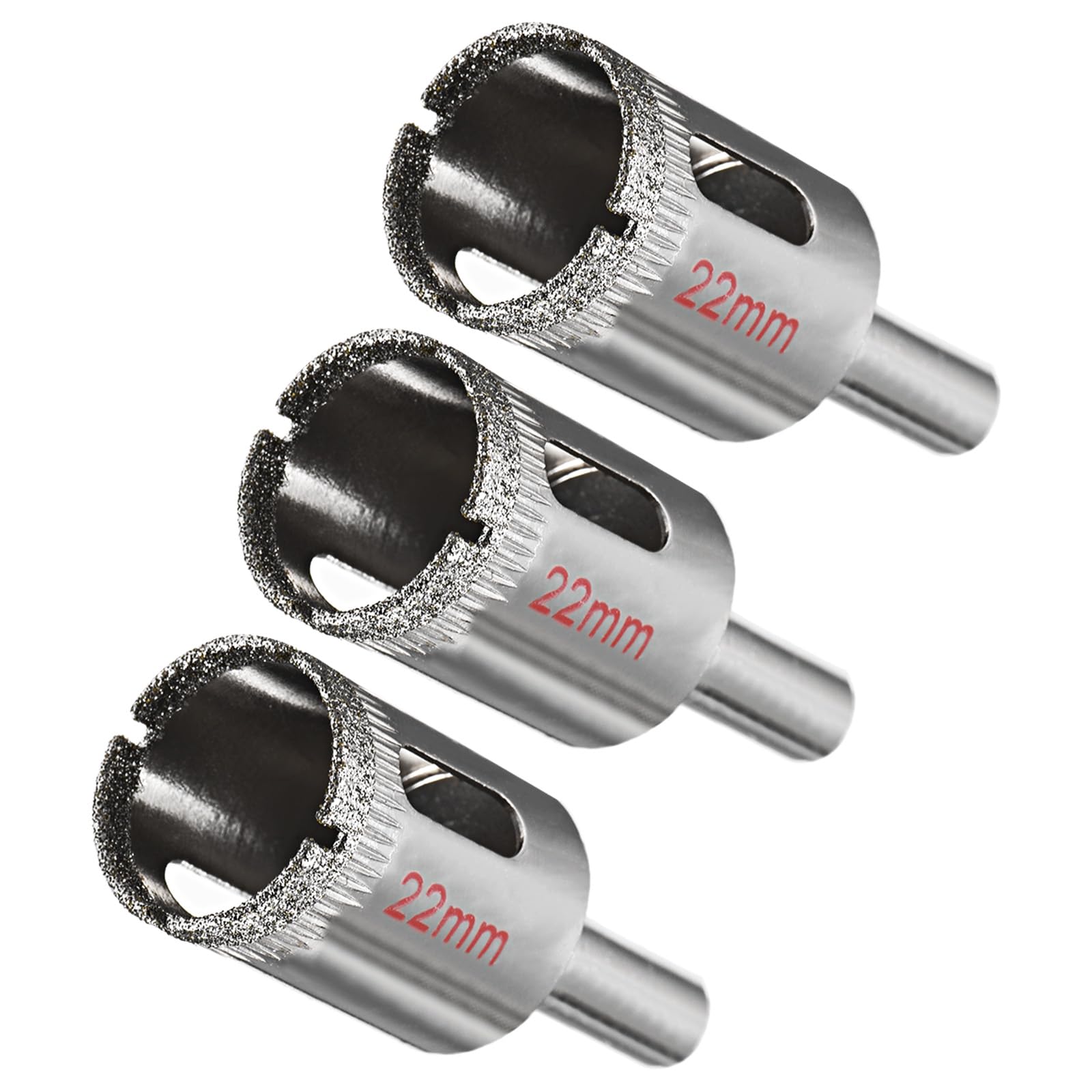 CoCud Diamond Hole Saws Drill Bits, 22mm / 7/8" Drilling Diameter, Nickel Plated 45# Steel Drill Bit - (Applications: for Glass Ceramic Tiles Marble Stone), 3-Pieces