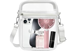FINGUOLA Clear Bag Stadium Approved, Clear Crossbody Purse Bag with Adjustable Shoulder Strap for Concerts Sports Festivals