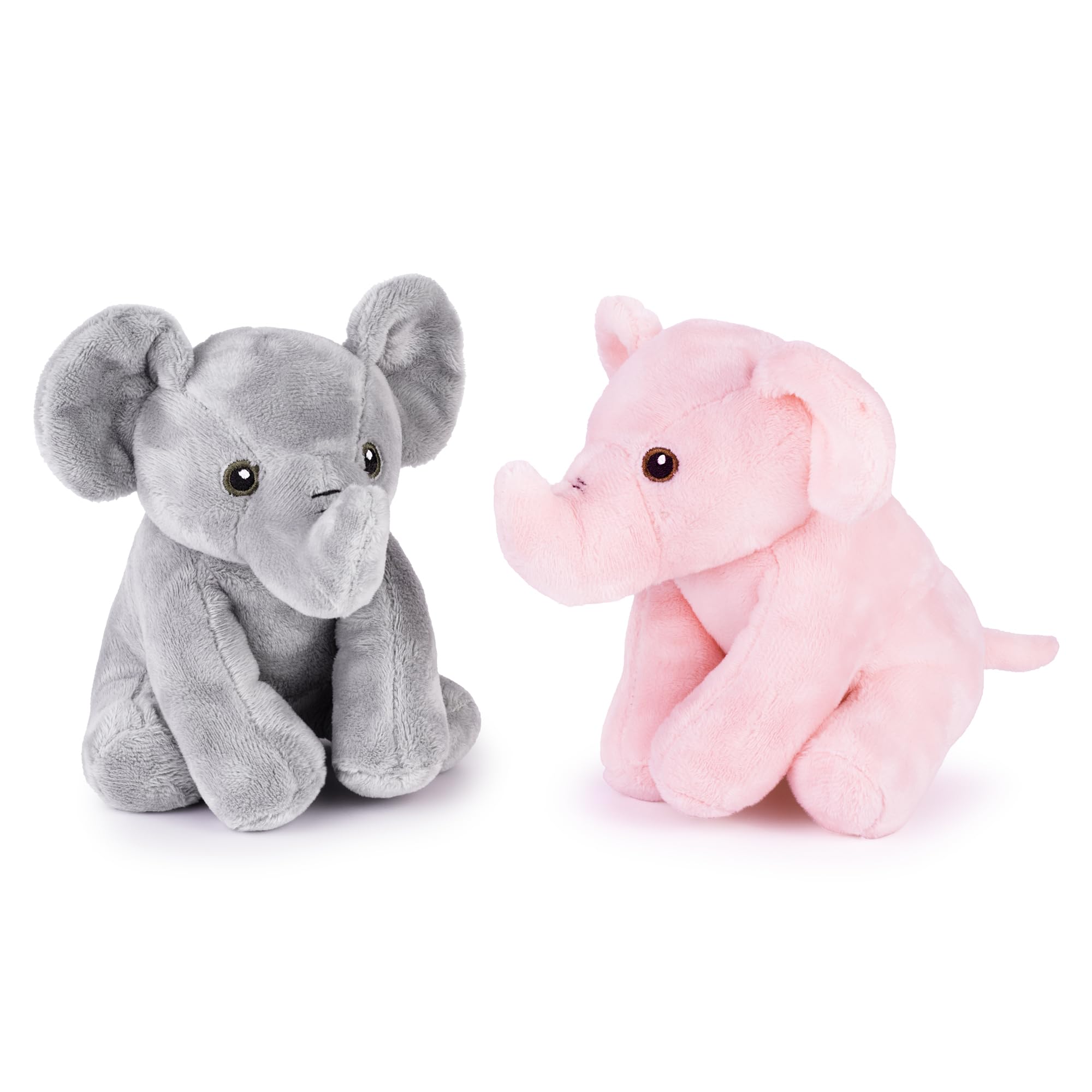 Zappi Co Elephant Set Plush Toys Pink + Grey (15cm) Trunk Duo - Soft, Cuddly, 100% Recycled - Perfect Pair โ image 1