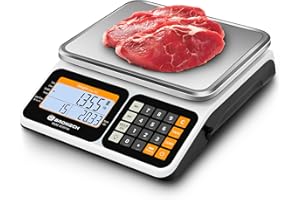 Commercial Kitchen Scale 66LB/30KG, Dual Upgrade LCD Display, Digital Price Computing, 5g Precision, Stainless Steel Pan for 