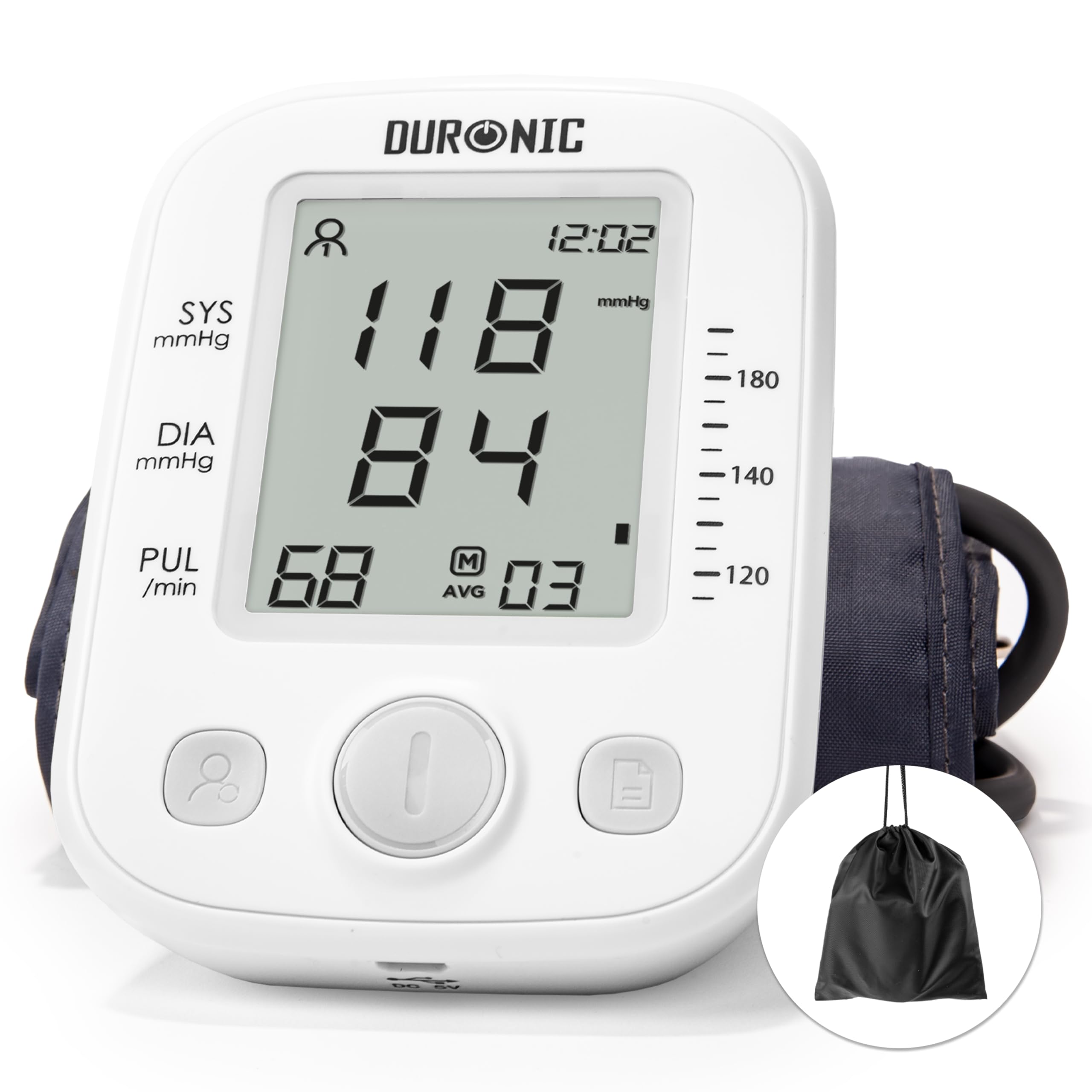 Duronic Blood Pressure Monitors BPM200 CE Approved, Automatic Monitoring at Home, Digital Upper Arm Wireless BP Monitor Cuff 22cm-36cm for Home use, Heart Rate Detection