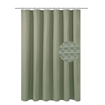 Waffle Weave Fabric Shower Curtain Heavyweight 230 Gsm Hotel