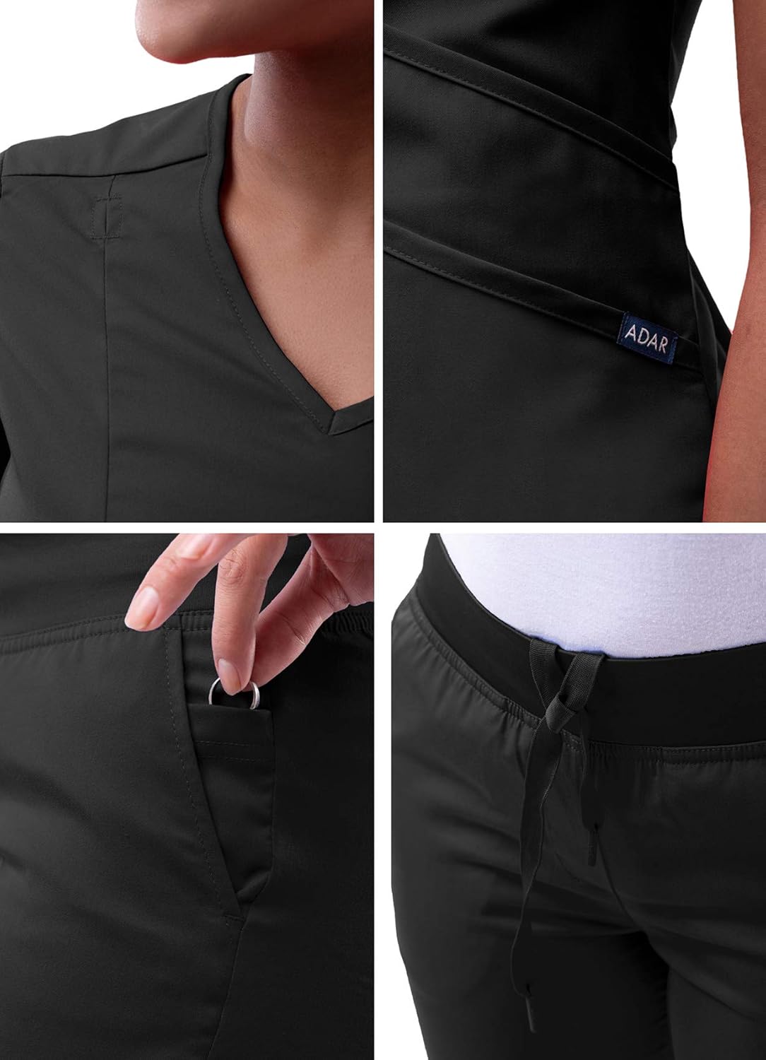 Adar Pro Core Classic Scrub Set for Women - Tailored V-Neck Scrub Top & Tailored Yoga Scrub Pants: Clothing