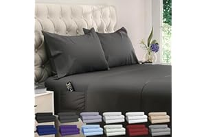 DREAMCARE Twin XL Sheet Sets - Cooling Bed Sheets - 4pcs Set - up to 15" Deep Pocket Twin XL Sheets - XL Twin Sheet Set – Soft & Long Lasting 100% Fine Brushed Polyester with Side Pocket - Gray