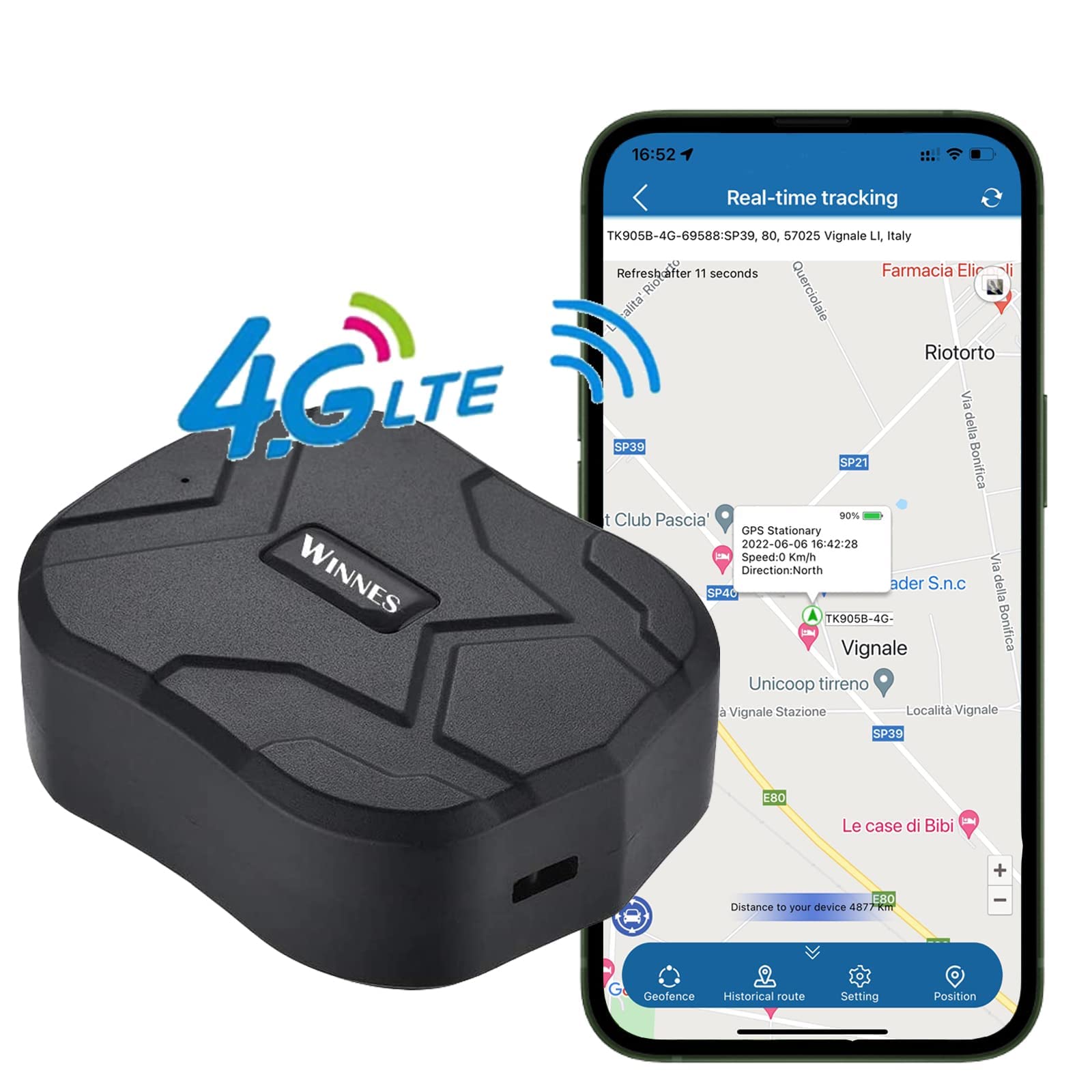 4G LTE GPS Tracker, Car Tracker 10000 mAh 80 Days Standby Strong Magnet Waterproof Tracker Device Anti Lost Real Time Tracking GPS Locator Device for Vehicle Car Boat Truck with Free APP