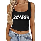 Women Cowboy Crop Tank Top: Cowgirl Tank Country Concert Tops Rodeo Country Music Shirts Vintage Western Crop Top
